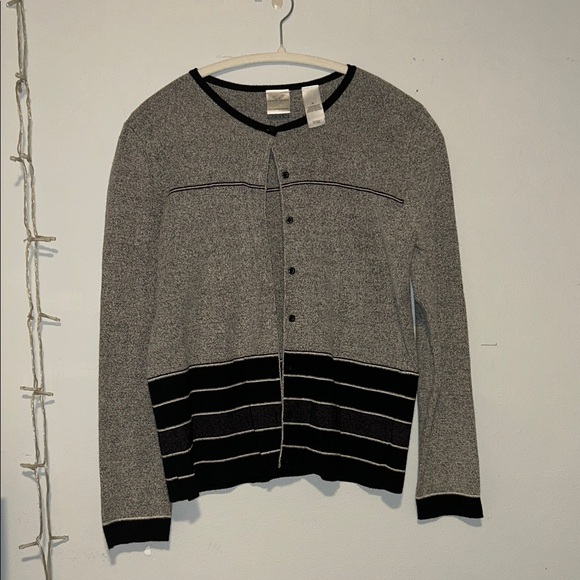 Emma James Sweaters - Emma James Gray and Black Cardigan Sweater